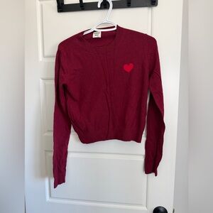 Sunday Best Burgundy Crew Seater With Pink Heart